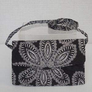 Vera Bradley Blanco Bouquet Black and White Paisley Quilted Wallet Crossbody